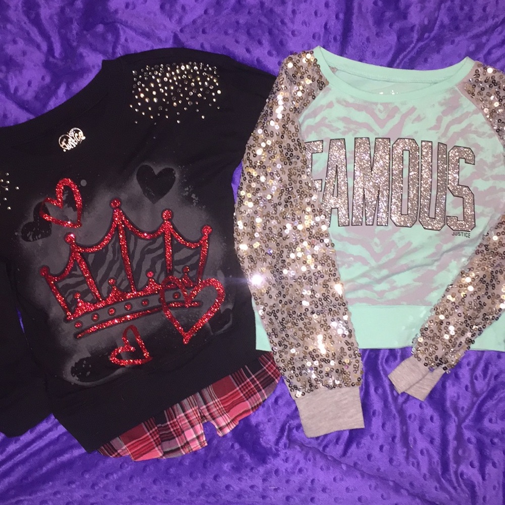 2 justice girls shirts size 6!🌈💥🎉👚🛍🎀🎊👑💐🌺